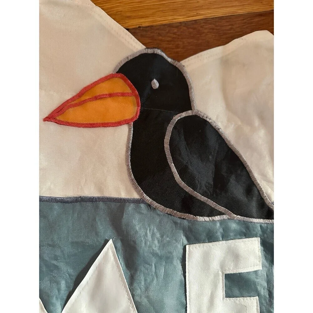 Vintage WELCOME crow fabric banner